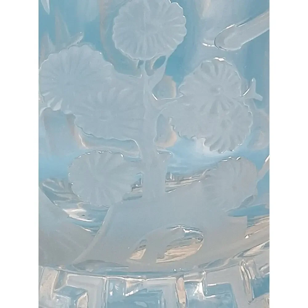 Signed Verlys Mandarin Vase 1930s French Art Deco Frosted Chinoiserie 9.25”